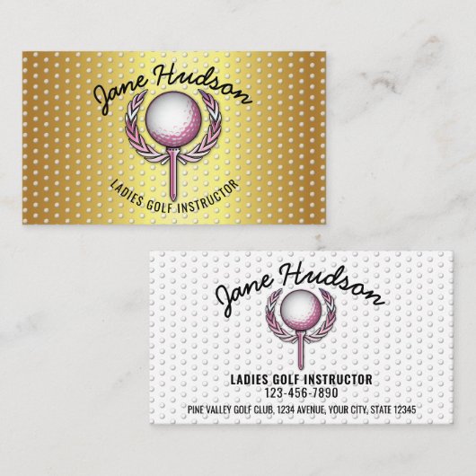 Gold Elegante Ladys Golf Design Visitenkarte (Vorne/Hinten)
