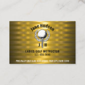 Gold Elegante Ladys Golf Monogram Design Visitenkarte (Rückseite)