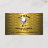 Gold Elegante Ladys Golf Monogram Design Visitenkarte (Rückseite)