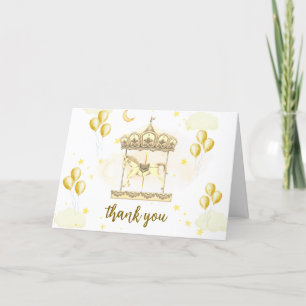 Gold Elegante Magical Balloon Carousel Baby Shower Dankeskarte