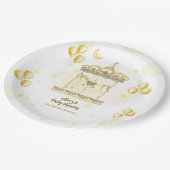 Gold Elegante Magical Balloon Carousel Baby Shower Pappteller (Schrägansicht)
