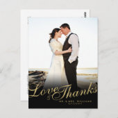 Gold Elegante Moderne Liebe dank White Postcard Postkarte (Vorne/Hinten)