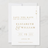 Gold Elegante Moderne Monogram Foto Hochzeit Save The Date (Vorderseite)