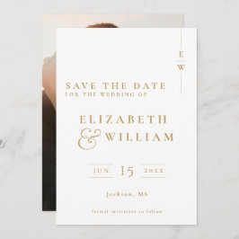 Gold Elegante Moderne Monogram Foto Hochzeit Save The Date