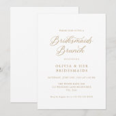 Gold Elegante Moderne Script Bridesmaids Brunch Einladung (Vorne/Hinten)