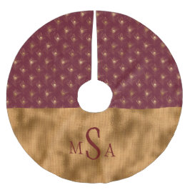 Gold Elegante Monogram Holiday Red Animal Chic Polyester Weihnachtsbaumdecke