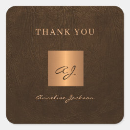 Gold elegante Monogram Name elegant Danke Quadratischer Aufkleber