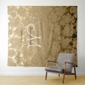 Gold Elegante Monogram Wedding Foto Booth Tapestry Wandteppich (Beispiel (Horizontal))