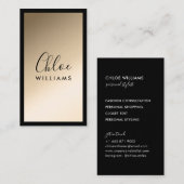 Gold elegante ombre Farbverlauf schwarze Skript Visitenkarte (Vorne/Hinten)