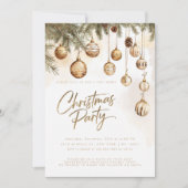 Gold Elegante Ornaments Baubles Weihnachts-Party Einladung (Vorderseite)
