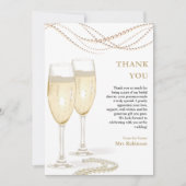 Gold Elegante Perlen & Prosecco Brautparty Dankeskarte (Vorderseite)