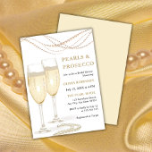 Gold Elegante Perlen und Prosecco Brautparty Einladung