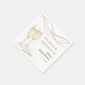 Gold Elegante Perlen und Prosecco Brautparty Serviette (Ecke)