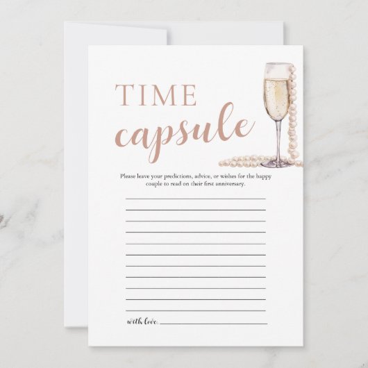 Gold Elegante Perlen und Prosecco Time Kapselkarte Einladung (Vorderseite)