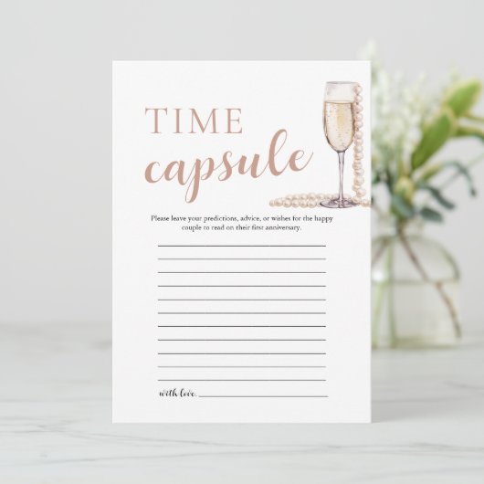 Gold Elegante Perlen und Prosecco Time Kapselkarte Einladung (Stehend Vorderseite)