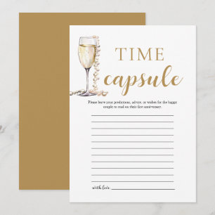 Gold Elegante Perlen und Prosecco-Zeitkapsel-Karte Einladung