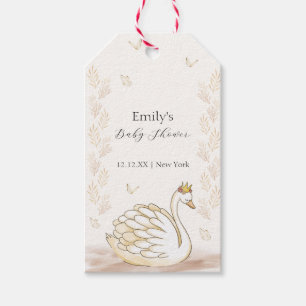 Gold Elegante Princess Swan Butterfly Baby Shower Geschenkanhänger