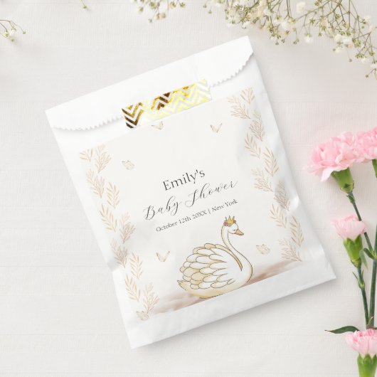 Gold Elegante Princess Swan Butterfly Baby Shower Geschenktütchen (Versiegelt)