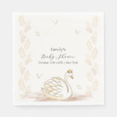 Gold Elegante Princess Swan Butterfly Baby Shower Serviette (Vorderseite)