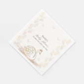 Gold Elegante Princess Swan Butterfly Baby Shower Serviette (Ecke)