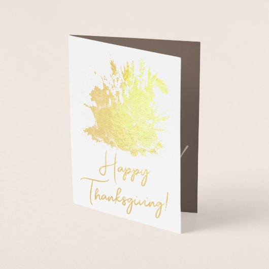 Gold Elegante Pumpkins Dry Grass Happy Thanksgivin Folienkarte (Vorderseite)