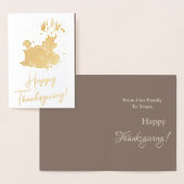 Gold Elegante Pumpkins Dry Grass Happy Thanksgivin Folienkarte (Anzeige)