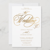 Gold elegante Qr alle in einer kalligraphischen Ho Einladung (Vorderseite)