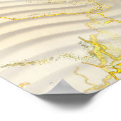 Gold Elegante Ripple Effect & Rose Blätter und Vog Poster (Ecke)