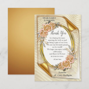 Gold Elegante Ripple Effect & Rose Blätter und Vog RSVP Karte