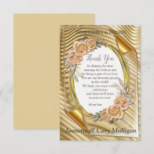 Gold Elegante Ripple Effect & Rose Blätter und Vog RSVP Karte