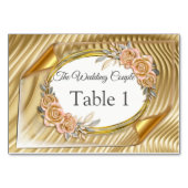 Gold Elegante Ripple Effect & Rose Blätter und Vog Tischnummer (Vorderseite)