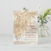 Gold Elegante Rose zeichnend Einladung (Stehend Vorderseite)