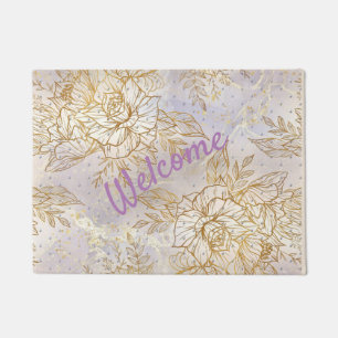 Gold Elegante Rose zeichnend Fußmatte