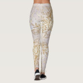 Gold Elegante Rose zeichnend Leggings (Rückseite)