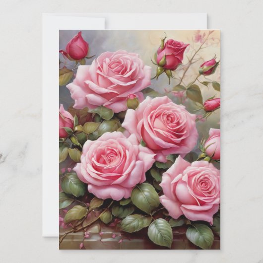 Gold Elegante Rosen Hochzeiten Einladungen (Rückseite)