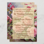 Gold Elegante Rosen Hochzeiten Einladungen (Vorne/Hinten)