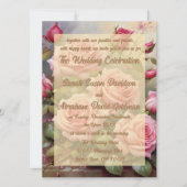 Gold Elegante Rosen Hochzeiten Einladungen (Vorderseite)