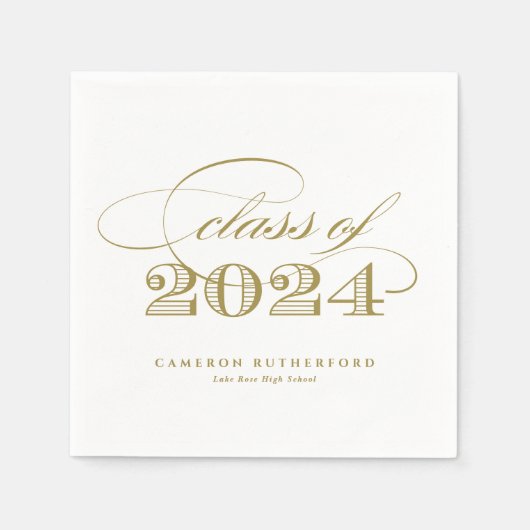 Gold Elegante Script 2024 Graduation Party Serviette (Vorderseite)