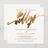 Gold Elegante Script-Einladung Einladung (Vorne/Hinten)