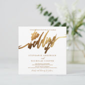 Gold Elegante Script-Einladung Einladung (Stehend Vorderseite)