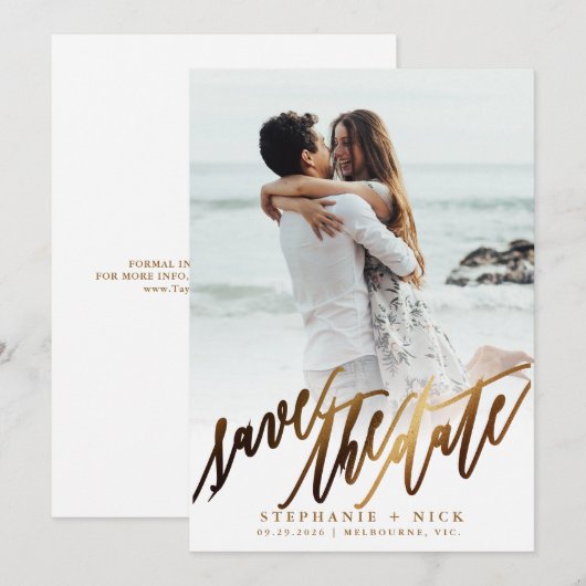 Gold Elegante Script-Einladung Einladung (Vorne/Hinten)