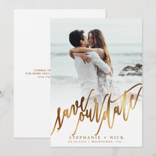 Gold Elegante Script-Einladung Einladung (Vorne/Hinten)