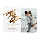 Gold Elegante Script Einladung Magnet (Horizontal)