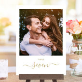 Gold Elegante Script-Foto-Tischnummer Einladung