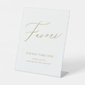 Gold Elegante Script-Gastgeschenke Hochzeiten nehm Sockelschild (Vorderseite)