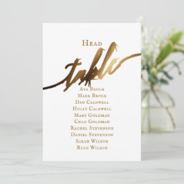 Gold elegante Script Head Table Seating Chart Einladung