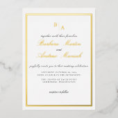 Gold Elegante Script Minimalistisch Wedding Folieneinladung (Vorderseite)