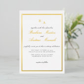 Gold Elegante Script Minimalistisch Wedding Folieneinladung (Stehend vorne)