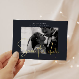 Gold Elegante Script Save the Date Hochzeit Folieneinladung