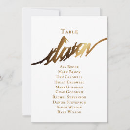 Gold Elegante Script-Tischnummer 11 Seating Chart Einladung